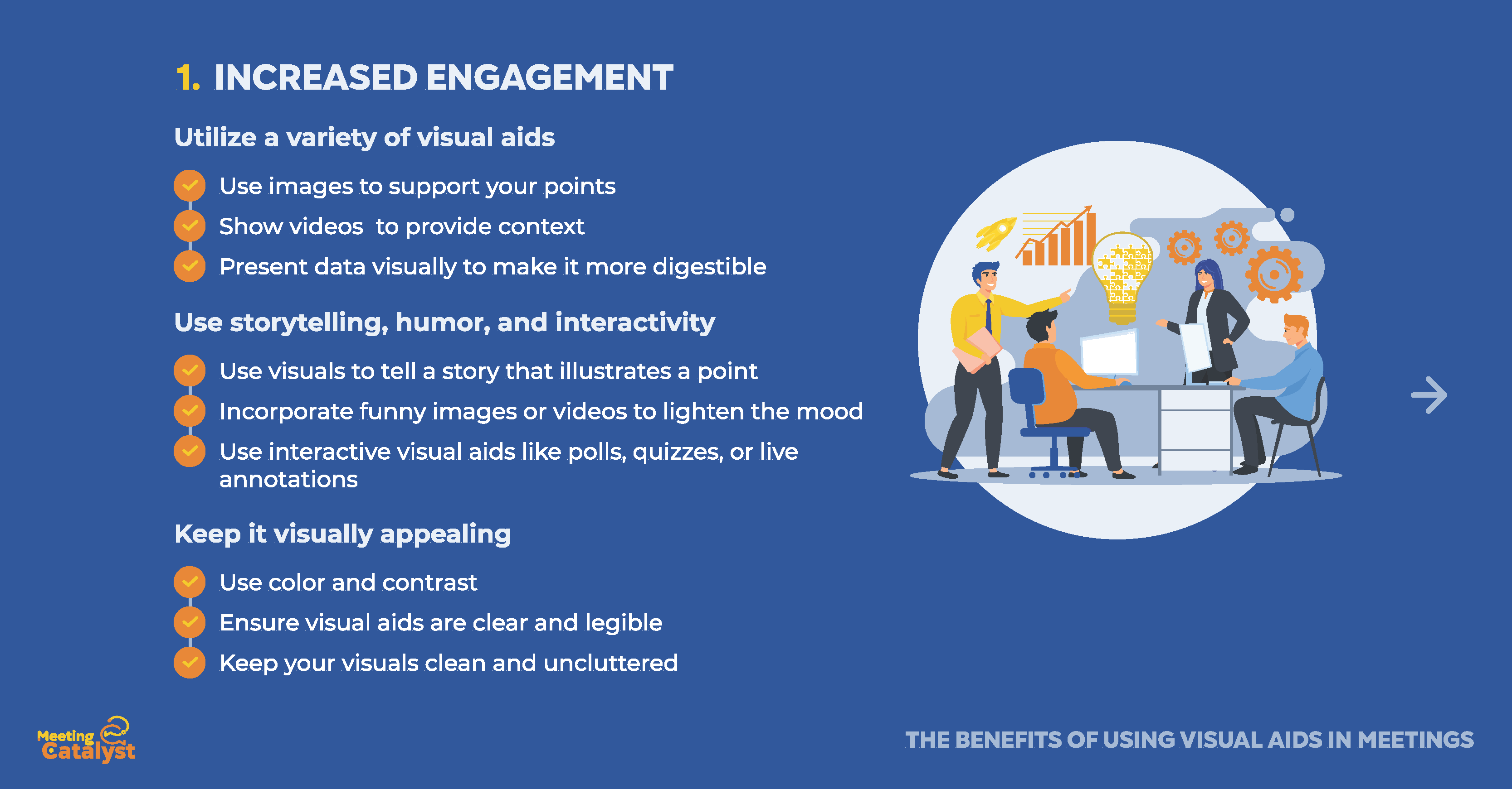 Infographic with bullet points listing information regarding increased engagement.